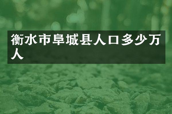 衡水市阜城县人口多少万人