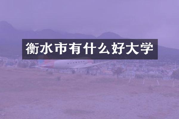 衡水市有什么好大学