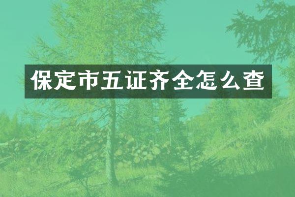 保定市五证齐全怎么查