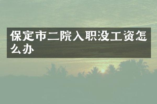 保定市二院入职没工资怎么办