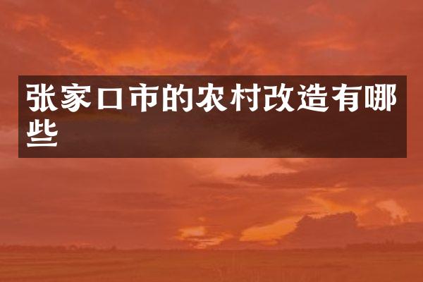 张家口市的农村改造有哪些