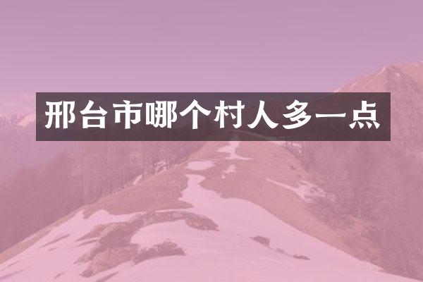 邢台市哪个村人多一点