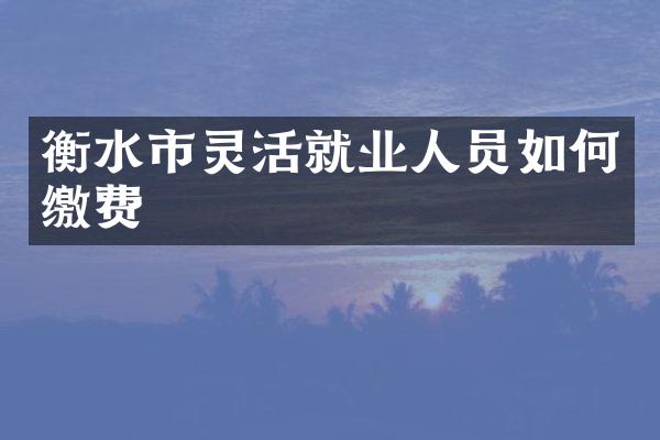 衡水市灵活就业人员如何缴费