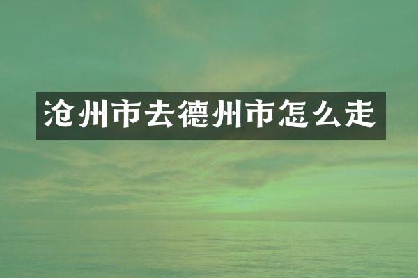 沧州市去德州市怎么走