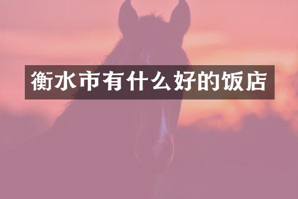 衡水市有什么好的饭店