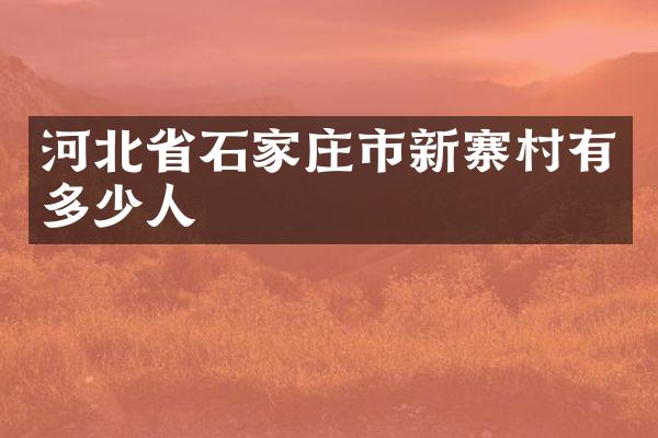 河北省石家庄市新寨村有多少人