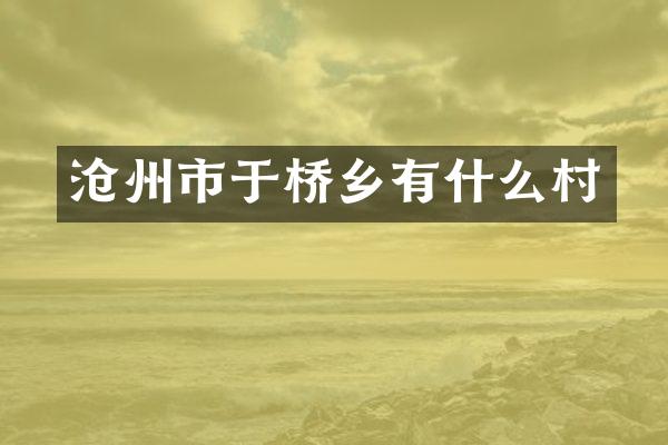 沧州市于桥乡有什么村
