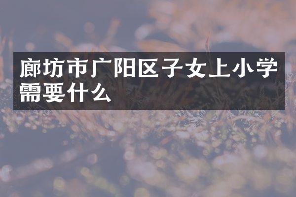 廊坊市广阳区子女上小学需要什么
