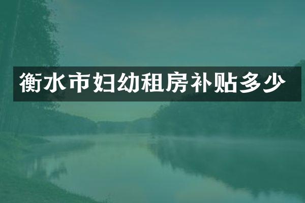 衡水市妇幼租房补贴多少