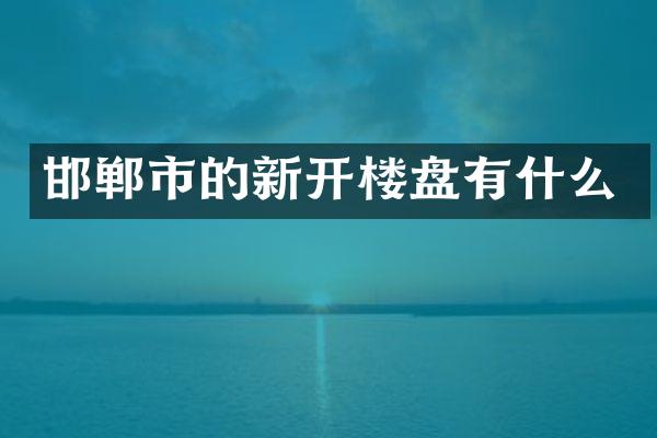 邯郸市的新开楼盘有什么