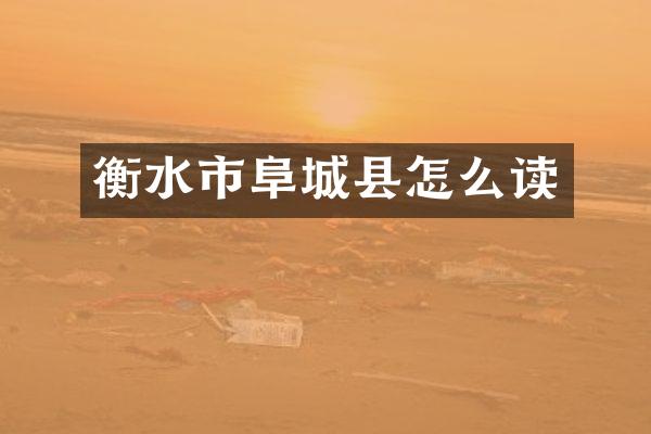衡水市阜城县怎么读