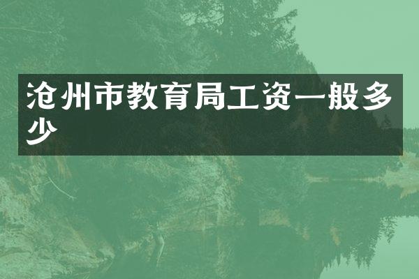 沧州市教育局工资一般多少