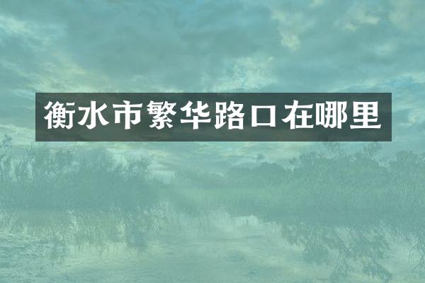 衡水市繁华路口在哪里