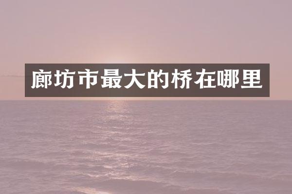 廊坊市最大的桥在哪里