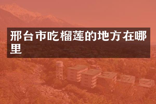 邢台市吃榴莲的地方在哪里