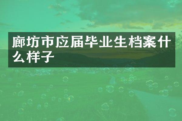 廊坊市应届毕业生档案什么样子