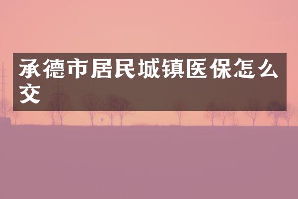 承德市居民城镇医保怎么交