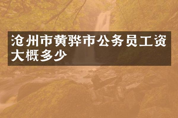 沧州市黄骅市公务员工资大概多少