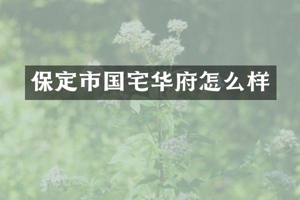 保定市国宅华府怎么样