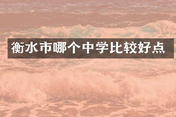 衡水市哪个中学比较好点