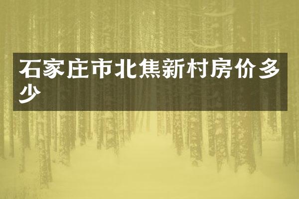 石家庄市北焦新村房价多少