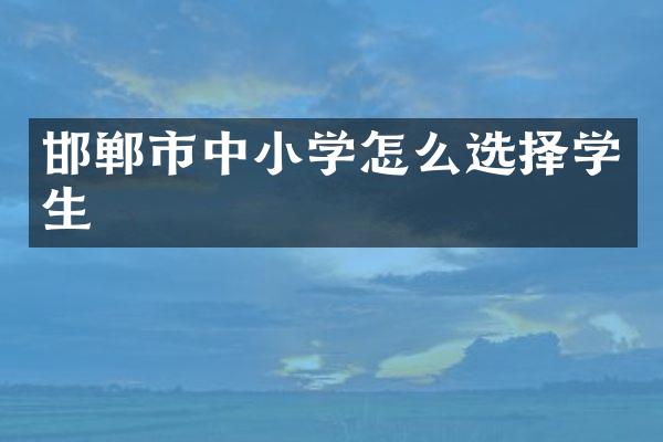 邯郸市中小学怎么选择学生