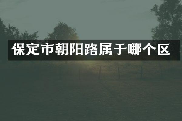 保定市朝阳路属于哪个区