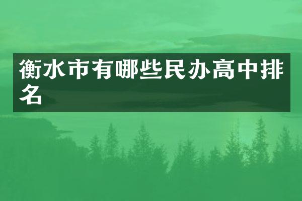 衡水市有哪些民办高中排名