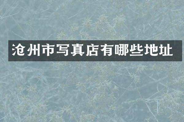 沧州市写真店有哪些地址