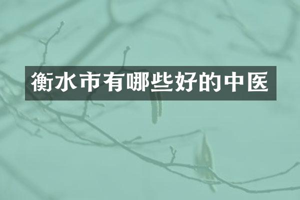 衡水市有哪些好的中医