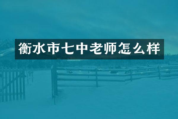 衡水市七中老师怎么样