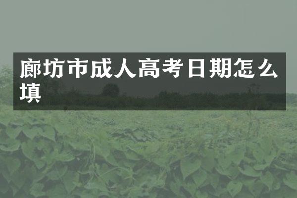 廊坊市成人高考日期怎么填