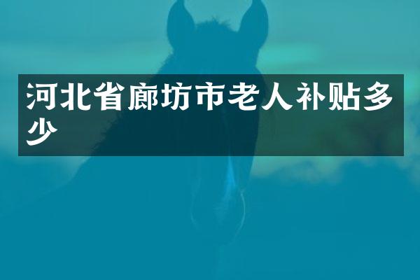 河北省廊坊市老人补贴多少