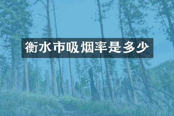 衡水市吸烟率是多少