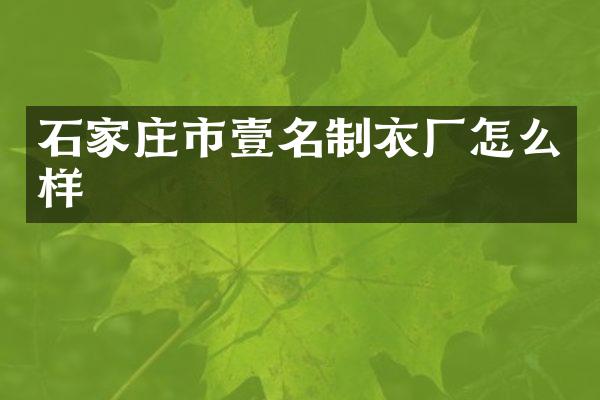 石家庄市壹名制衣厂怎么样