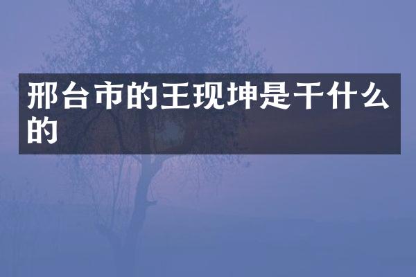 邢台市的王现坤是干什么的