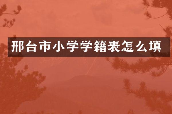 邢台市小学学籍表怎么填