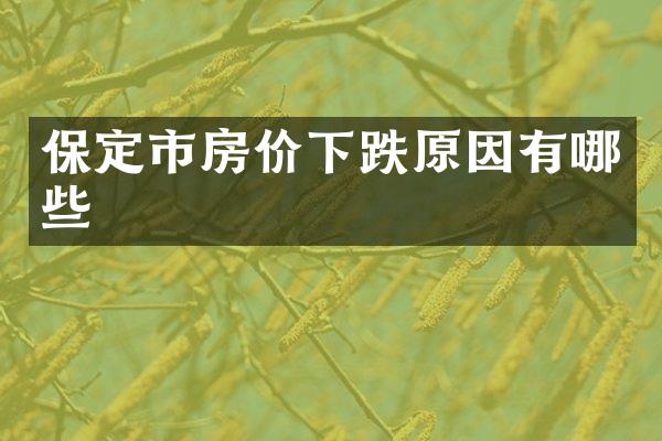 保定市房价下跌原因有哪些