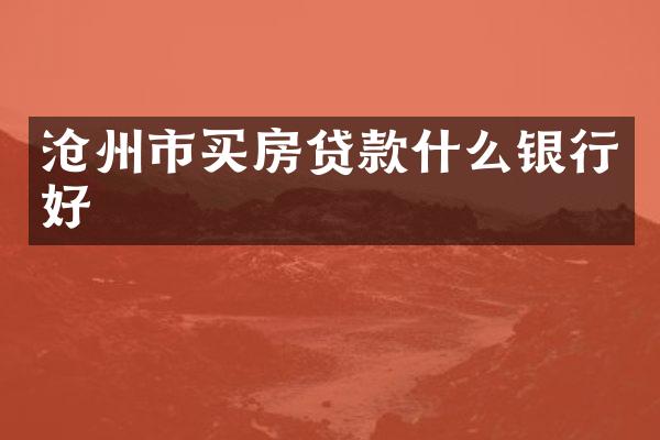 沧州市买房贷款什么银行好