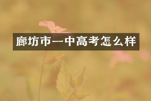 廊坊市一中高考怎么样