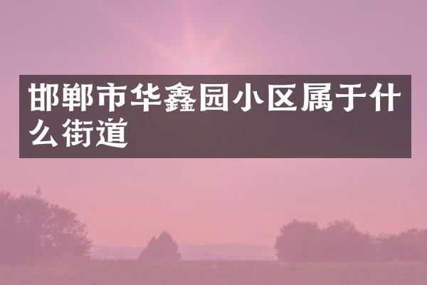 邯郸市华鑫园小区属于什么街道