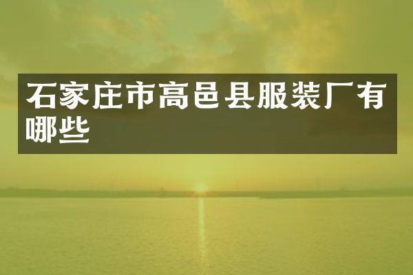 石家庄市高邑县服装厂有哪些