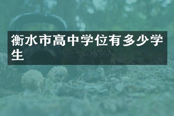 衡水市高中学位有多少学生