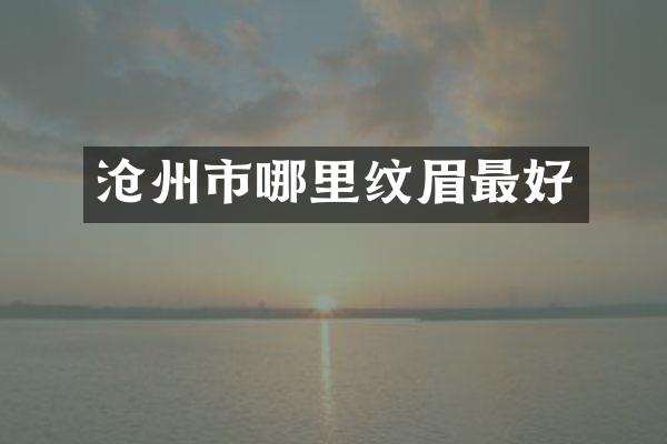 沧州市哪里纹眉最好