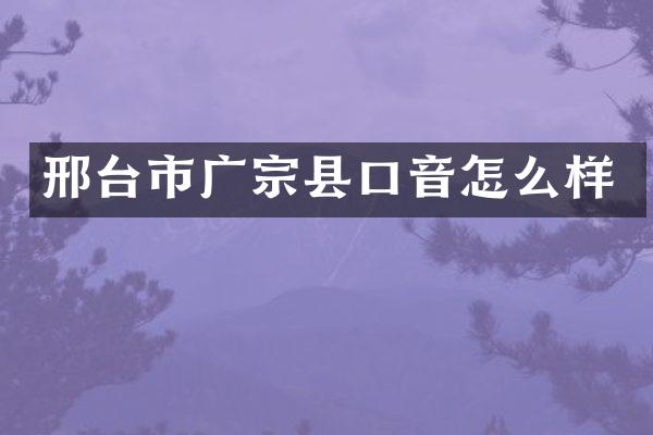 邢台市广宗县口音怎么样