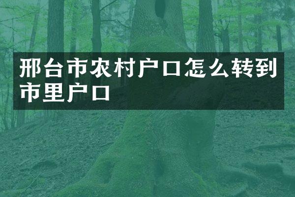 邢台市农村户口怎么转到市里户口