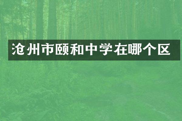 沧州市颐和中学在哪个区