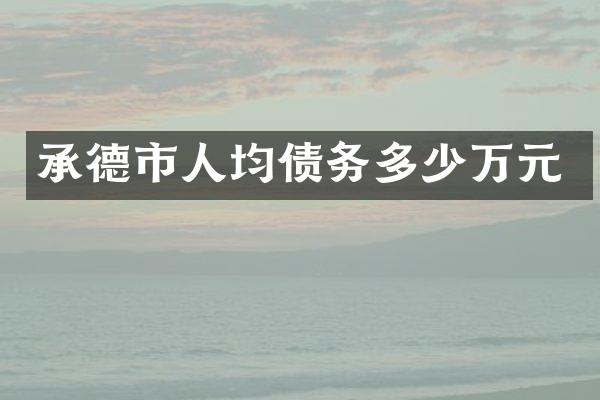 承德市人均债务多少万元
