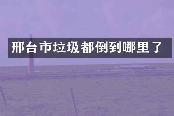 邢台市垃圾都倒到哪里了