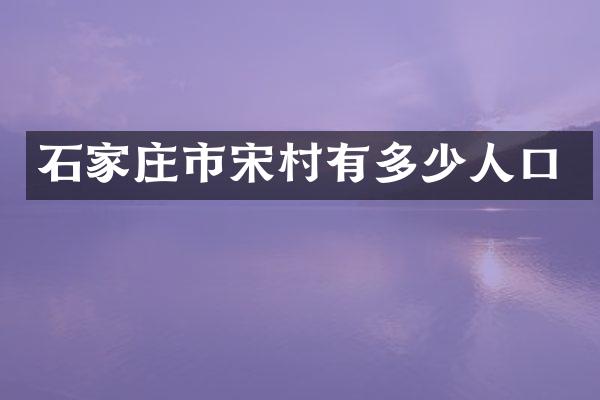 石家庄市宋村有多少人口